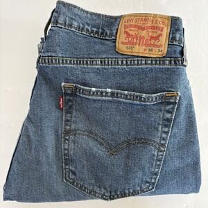 Levis 505 Men's 36x32 Blue Stone Wash Regular‎ Fit Straight Leg Denim Jeans